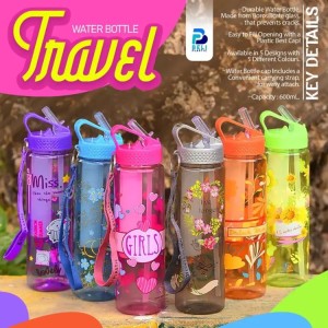 Travel Water Bottle With Ice Cube Tube | Sports Water Bottle 600ml
